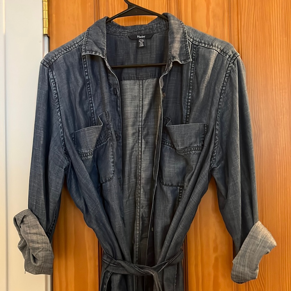 Hatley XL Jean dress with belt- like new